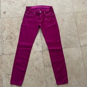 Women’s Hudson Krista Super Skinny Fuchsia coated jeans size 26